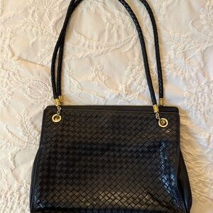 Chic Black Woven Shoulder Bag
